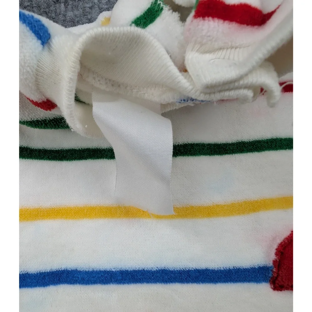 Vintage Kids One Piece Baby 3-6M Rainbow Colorful Velour Terry Retro Striped